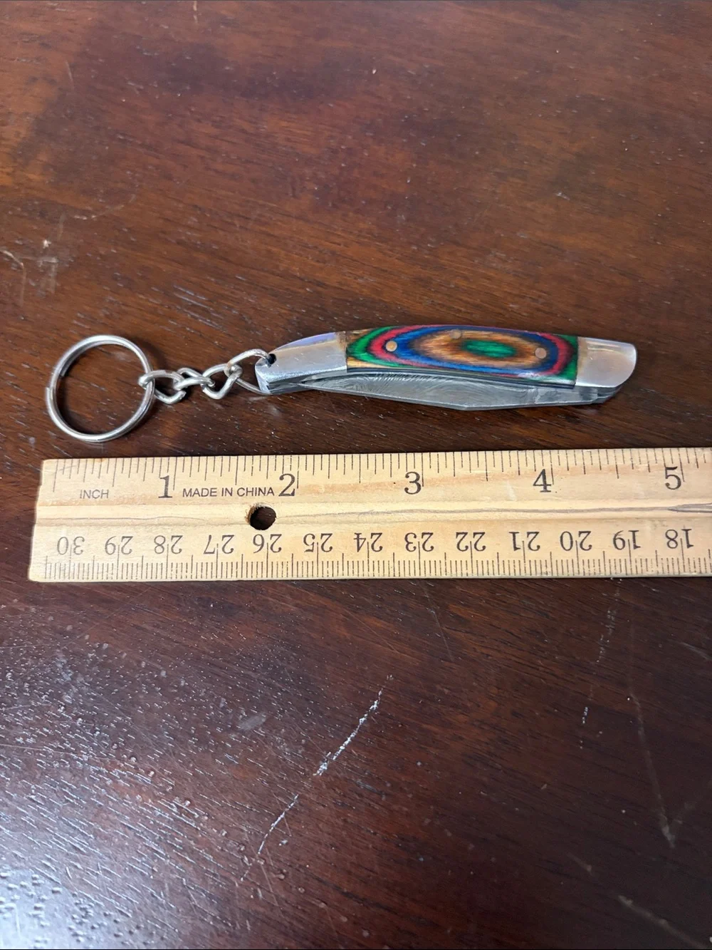 Hand crafted 5” folding Damascus steel keychain